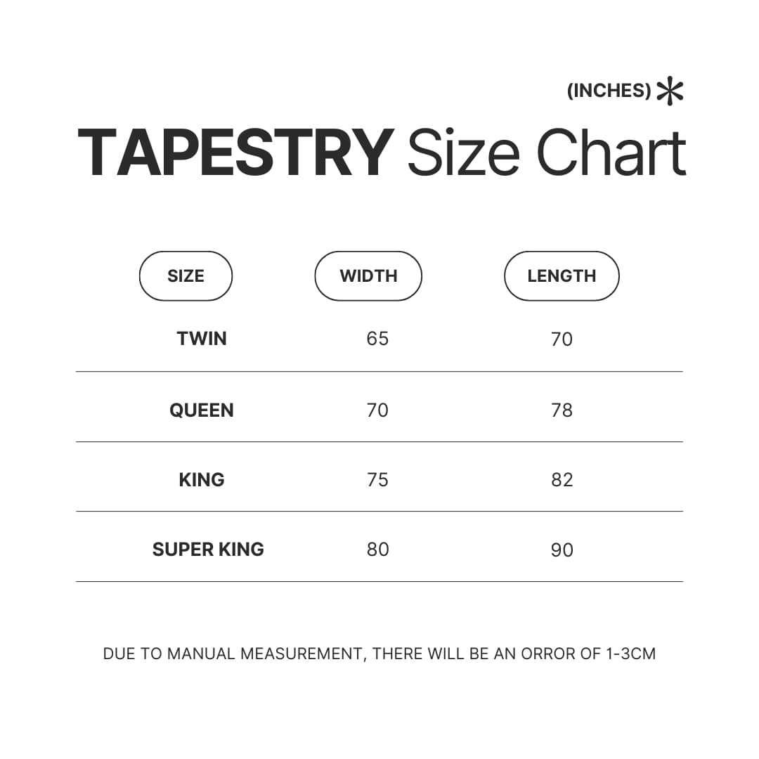 Tapestry Size Chart - Hanako Kun Store
